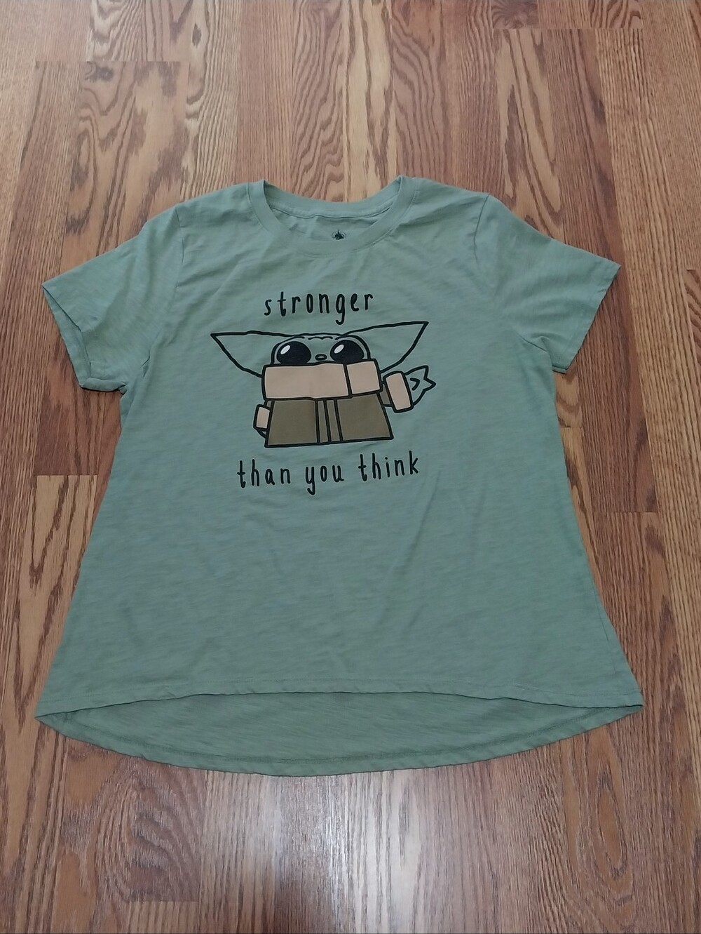 Disney Sage Green Baby Yoda 'Stronger Than You Think' Graphic Tee Women